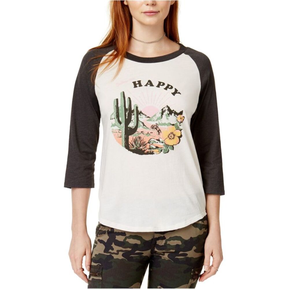 ban.do Womens Happy Graphic T-Shirt, Beige, 2XL, DM